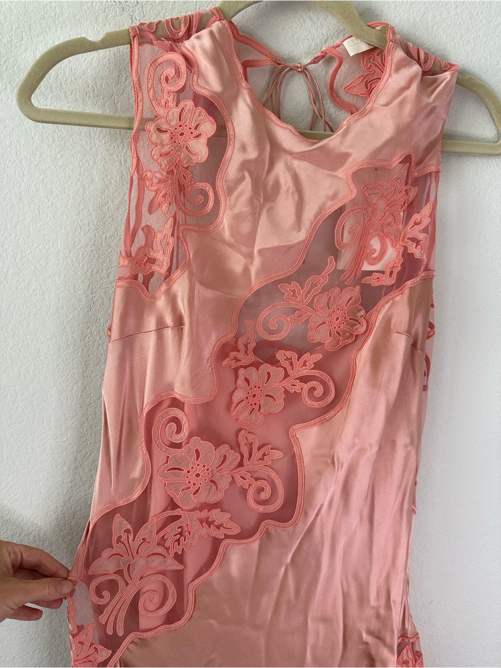 ULLA JOHNSON Kaia Open-Back Asymmetric Lace Silk Midi Pink Dress SZ US 6 NWT - Picture 4 of 10